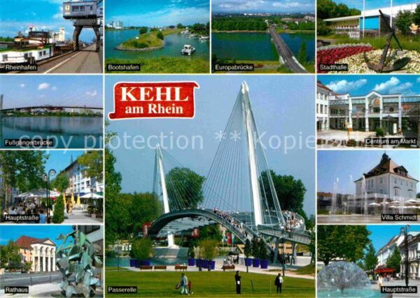 Kehl Rhein Rheinhafen Bootshafen Europabrücke Stad