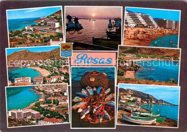 Rosas Costa Brava Cataluna Bootshafen Strand Hotelanlagen Panorame