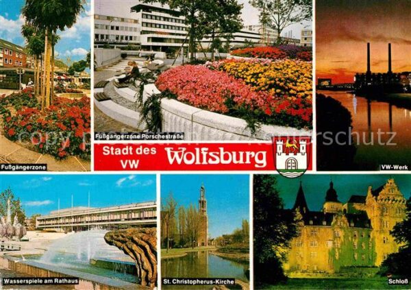 Wolfsburg Fußgängerzone Porschestraße Wasserspiel