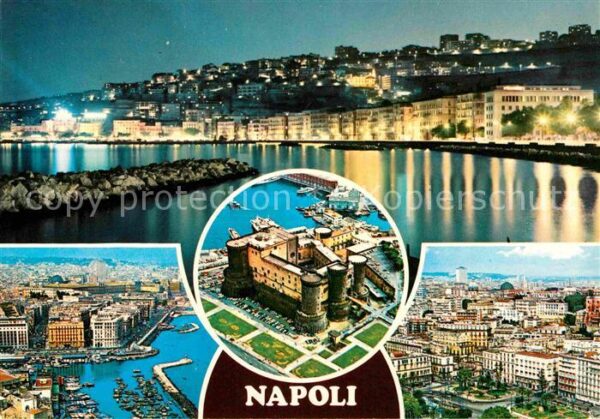 Napoli Neapel Schloss Luftaufnahmen Nacht