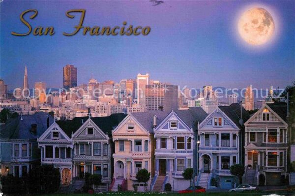 San Francisco California Mondschein Alamo Square