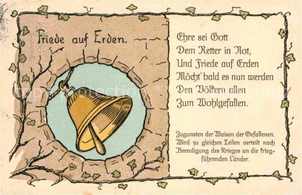 Kirchenglocke Churchbell Cloche Eglise Friede auf Erden Spendenkarte Waisen Ge