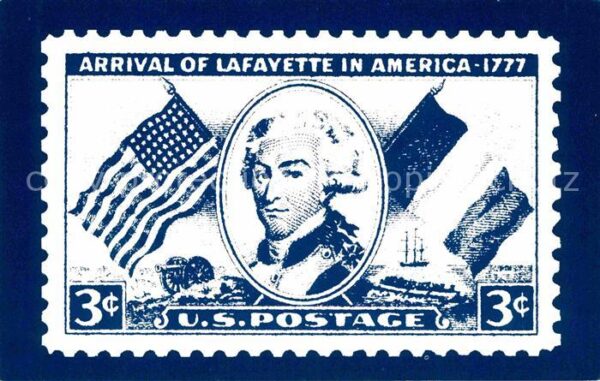 Briefmarken auf Postkarte U.S. Postage Stamp Marquis de Lafayette