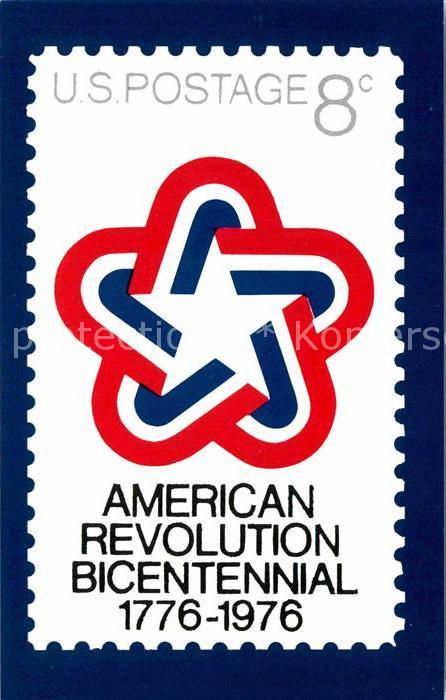 Briefmarken auf Postkarte U.S. Postage Stamp American Revolution