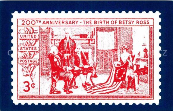Briefmarken auf Postkarte U.S. Postage Stamp Betsy Ross