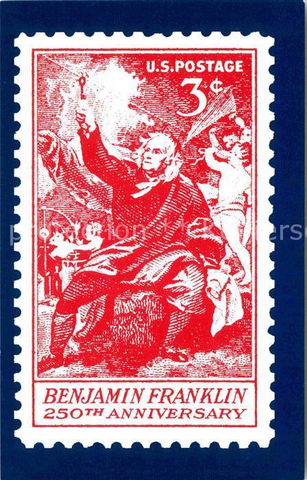 Briefmarken auf Postkarte U.S. Postage Stamp Benjamin Franklin