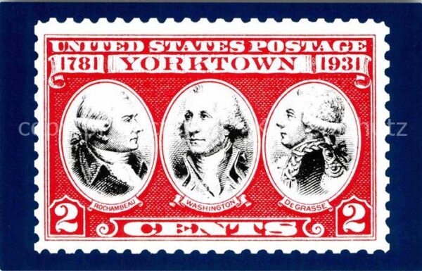 Briefmarken auf Postkarte U.S. Postage Stamp The Battle of Yorkto