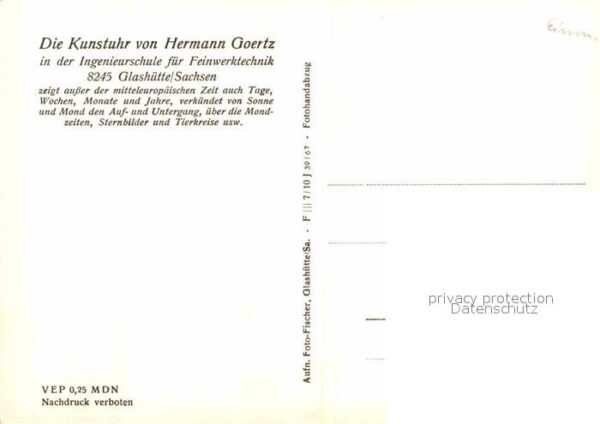 Uhren Kunstuhr Hermann Goertz Ingenieurschule – Bild 2