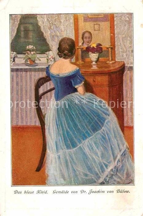 Kuenstlerkarte Dr. Joachim von Bülow Das blaue Kleid