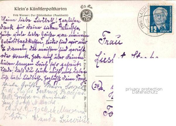 Kuenstlerkarte Fritz Werner Der Bibliothekar – Bild 2