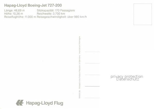 Flugzeuge Zivil Hapag-Lloyd Boeing-Jet 727-200 – Bild 2