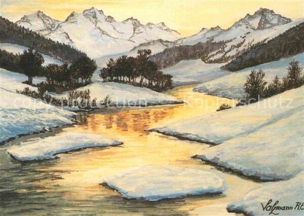 Kuenstlerkarte R. Salzmann Schneeschmelze