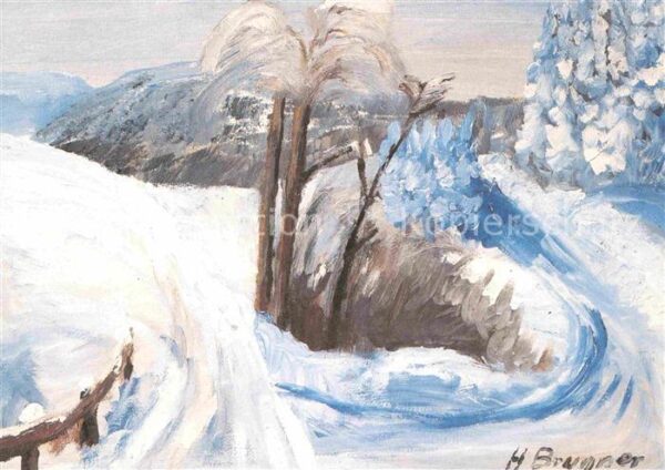 Kuenstlerkarte H. Brunner Winter in Urnäsch