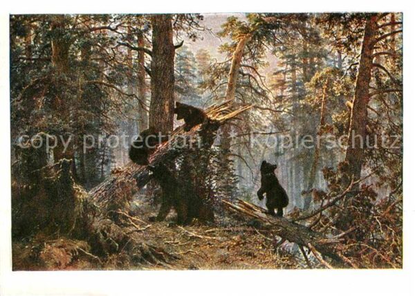 Kuenstlerkarte Der MOrgen im Diefernwald I.I. Schischk