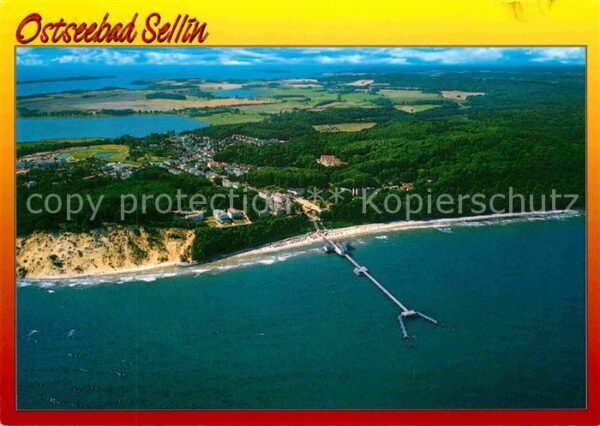 Sellin Ruegen Fliegeraufnahme mit Strand und Seebrück