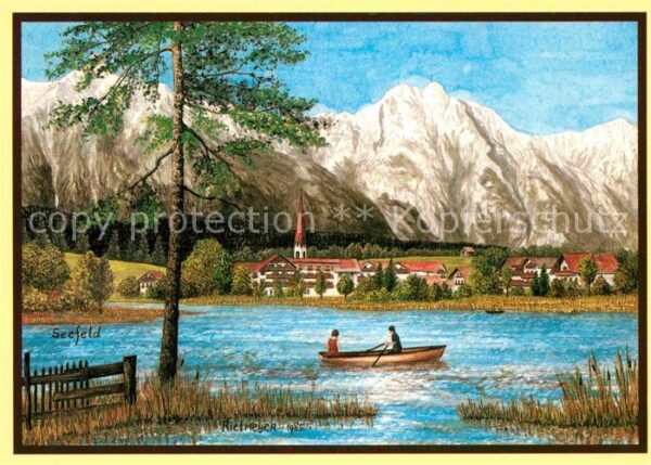Seefeld Tirol Künstlerkarte Wildsee gegen Wetterstein