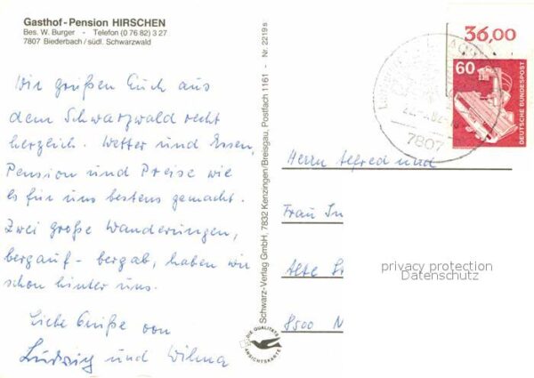 Biederbach Schwarzwald Gasthaus Pension Hirschen – Bild 2