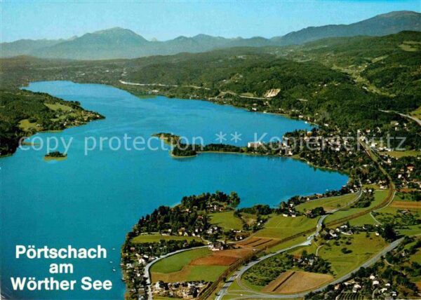 Poertschach Woerthersee Fliegeraufnahme Seepartie