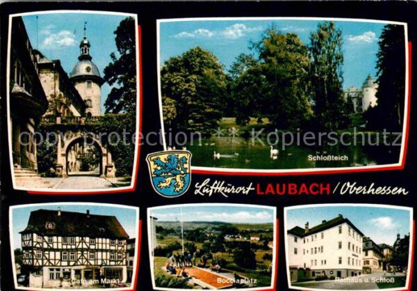 Laubach Hessen Schloß Teich Rathaus Bocciaplatz Cafe a