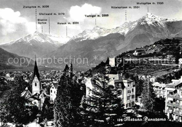 Merano Meran Panorama mit Gfallwand Blasiusspitze Zi
