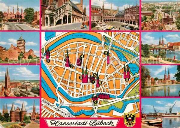 Luebeck Burgtor Kirchen Hauptpost Holstentor Sa