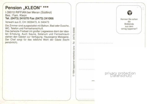 Riffian Meran Pension Kleon Pool – Bild 2