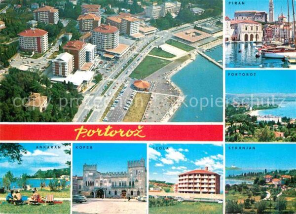 Portoroz Fliegeraufnahme Strand Piran Strunjan I