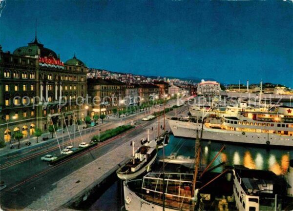 Rijeka Fiume Hafen bei Nacht
