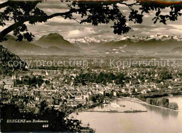 Bregenz Vorarlberg Fliegeraufnahme Bodensee mit Alpen