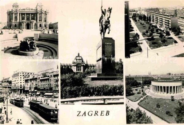 Zagreb Teilansichten Brunnen Denkmal Reitersta