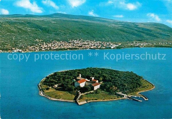 Punat Otok Kosljun Insel Fliegeraufnahme