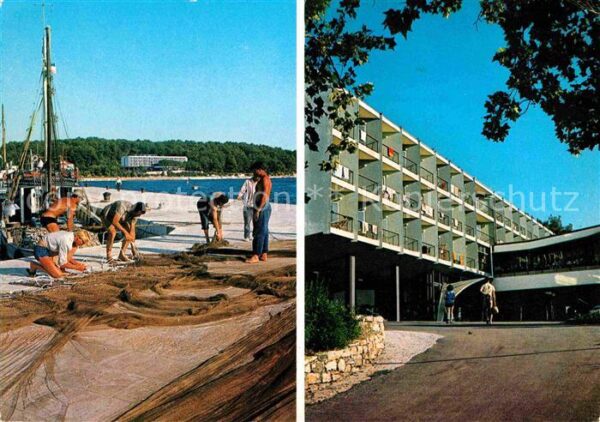Rovinj Istrien Hotel Park Fischer bei Netzarbeiten