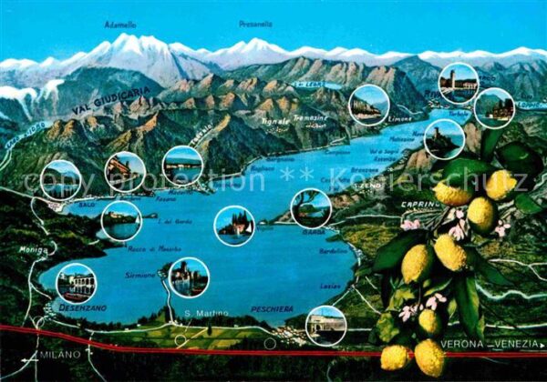 Gardasee Lago di Garda und Umgebung Alpen aus der Vogelperspek