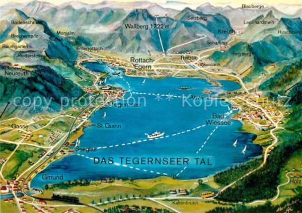 Tegernsee Panoramakarte das Tegernseer Tal