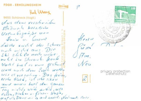 Schoeneck Vogtland FDGB Erholungsheim Karl Marx – Bild 2
