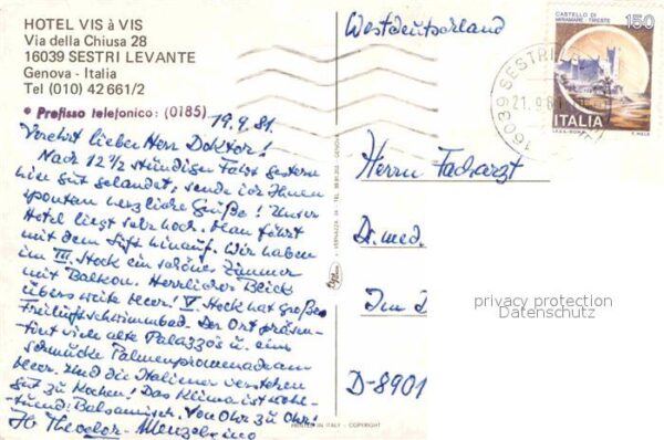 Sestri Levante Fliegeraufnahme Hotel Vis a Vis – Bild 2