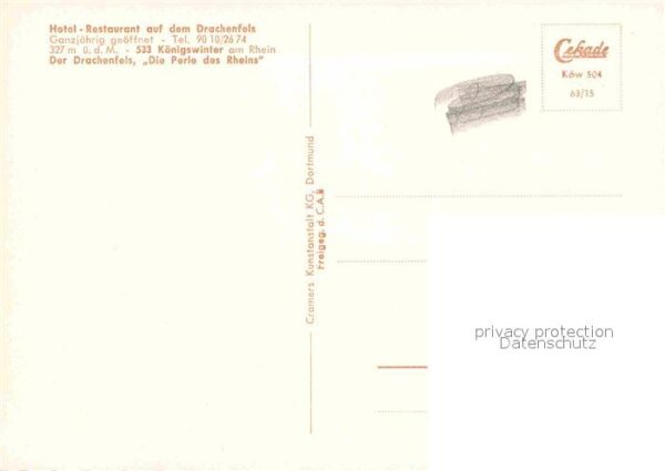 Koenigswinter Hotel Restaurant auf dem Drachenfels Rh – Bild 2