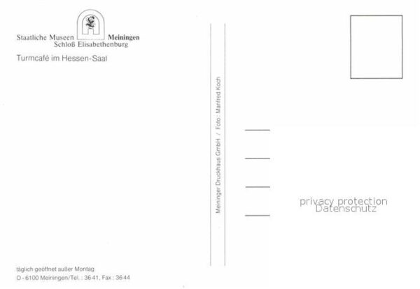 Meiningen Thueringen Schloss Elisabethenburg Turmcafe im Hes – Bild 2