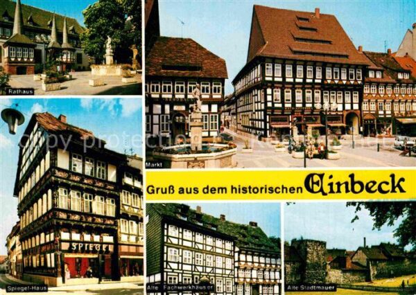 Einbeck Niedersachsen Rathaus Markt Brunnen Fachwerkhäuser Sp