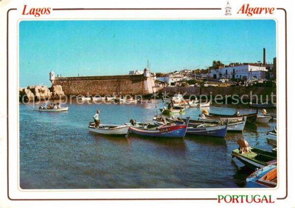 Lagos Algarve Portugal Hafen Fischerboote Festung Stadtmauer