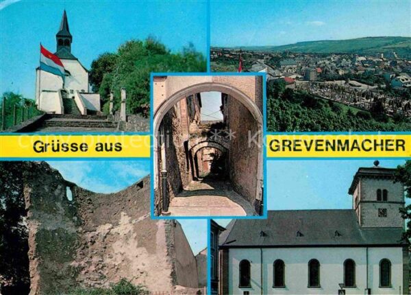 Grevenmacher Luxembourg Panorama Altstadt Gasse Ruine Kirche