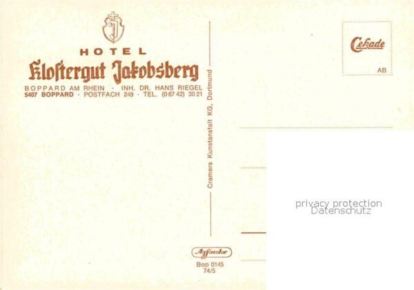 Boppard Rhein Hotel Klostergut Jakobsberg Fliegeraufn – Bild 2