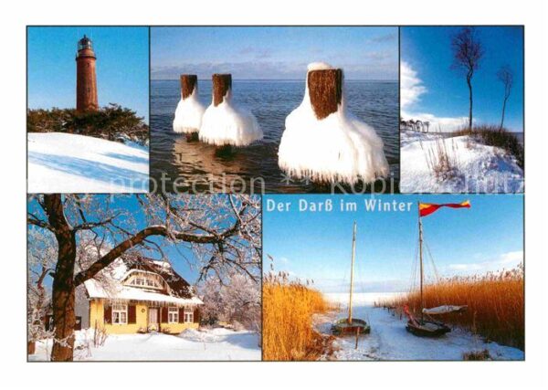 Darss Region Ostsee im Winter Leuchtturm Buhnen Weststrand