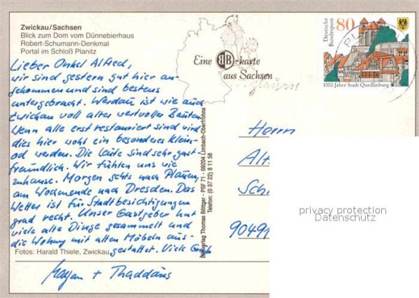 Zwickau Sachsen Dom Dünnebierhaus Robert Schumann Denkm – Bild 2