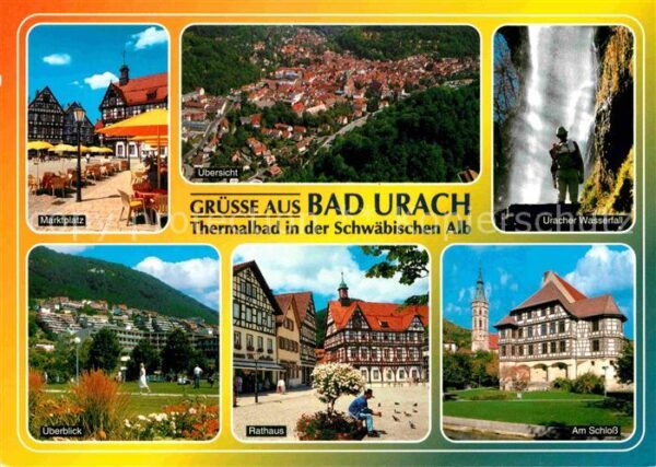 Bad Urach Marktplatz Wasserfall Rathaus Schloss T