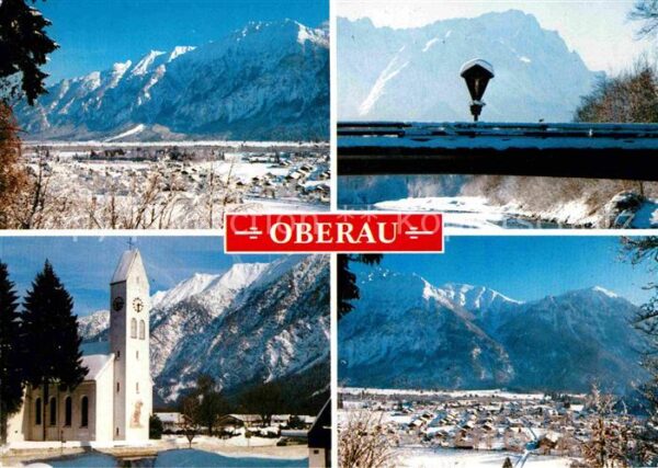 Oberau Loisach Winterpanorama Bayerische Alpen Kirche