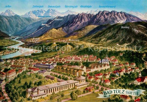 Bad Toelz Badeteil aus der Vogelperspektive Alpen