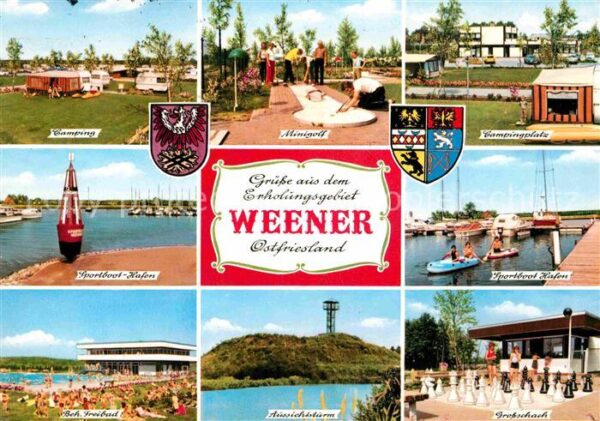 Weener Ems Campingplatz Minigolf Sportboot Hafen F