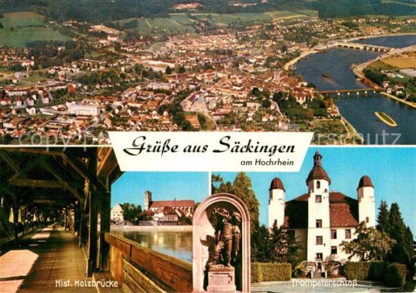 Bad Saeckingen am Hochrhein Fliegeraufnahme Historisch