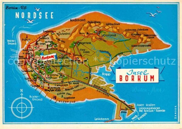 Borkum Nordseeinsel Landkarte